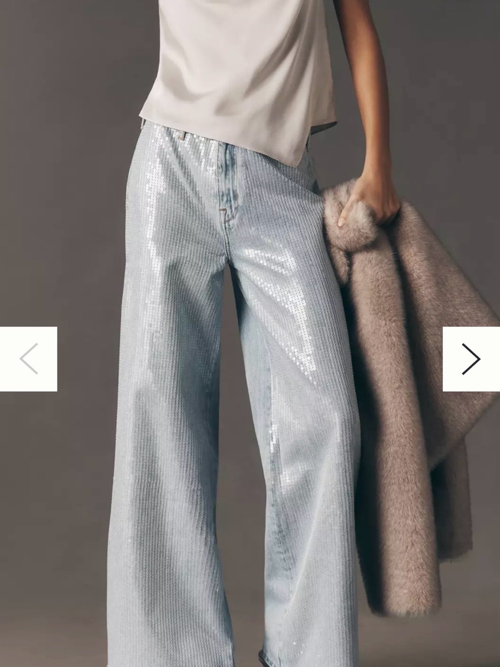 Pilcro Light Blue Sequin Skater Wide-Leg high rise Jeans Sz34Plusnrw with flaws